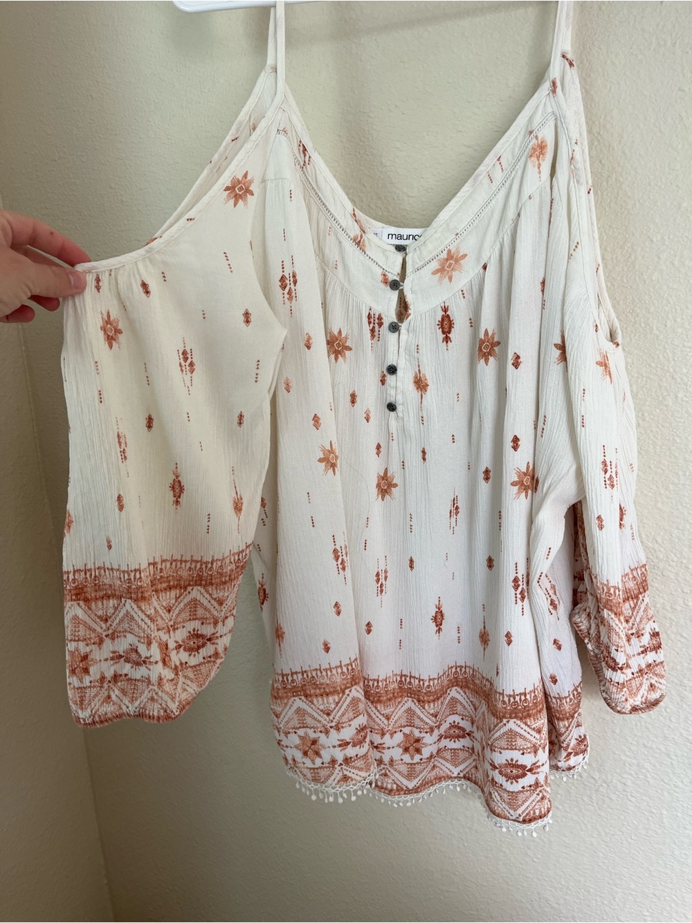 Maurices Boho Cold Shoulder Peasant Top Festival Cottagecore Blouse 3X